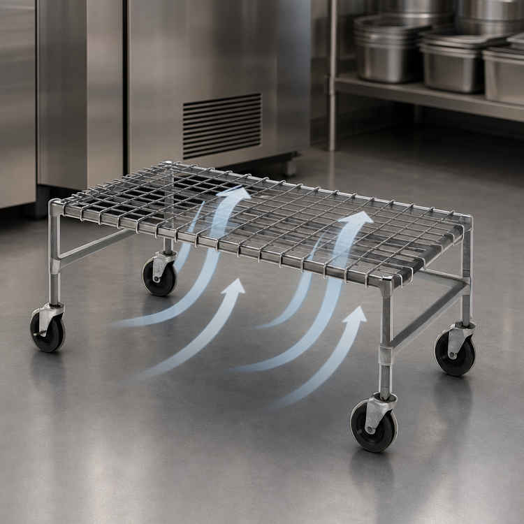 Product image #3 for EagleGard Mobile Wire Dunnage Rack with Casters, 30" W x 21" D x 14" H, 800 lb Capacity