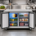 Thumbnail image #3 for Everest Refrigeration ETRF2 Dual Temperature Undercounter Refrigerator/Freezer Combo with Stainless Steel Worktop, 2-Section, Side Mount