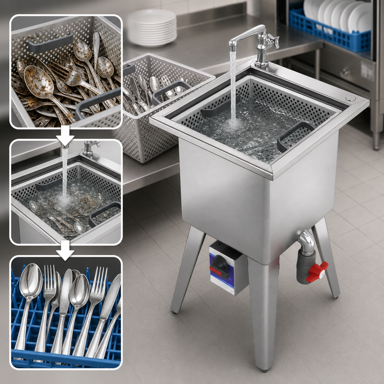 Product image #3 for Power Soak Silver Soak Stationary Silverware Soak Sink, 11 Gallon, 208V