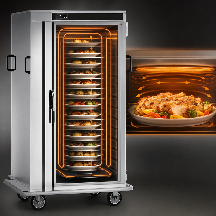 Product image #4 for Halo Heat 128-Plate Stainless Steel Mobile Hot Holding Banquet Cart