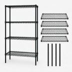 Thumbnail image #3 for Quantum WR74-1436BK Stationary Wire Shelving Starter Kit, 36"W x 14"D x 74"H, 4 Shelves, Black Epoxy Finish