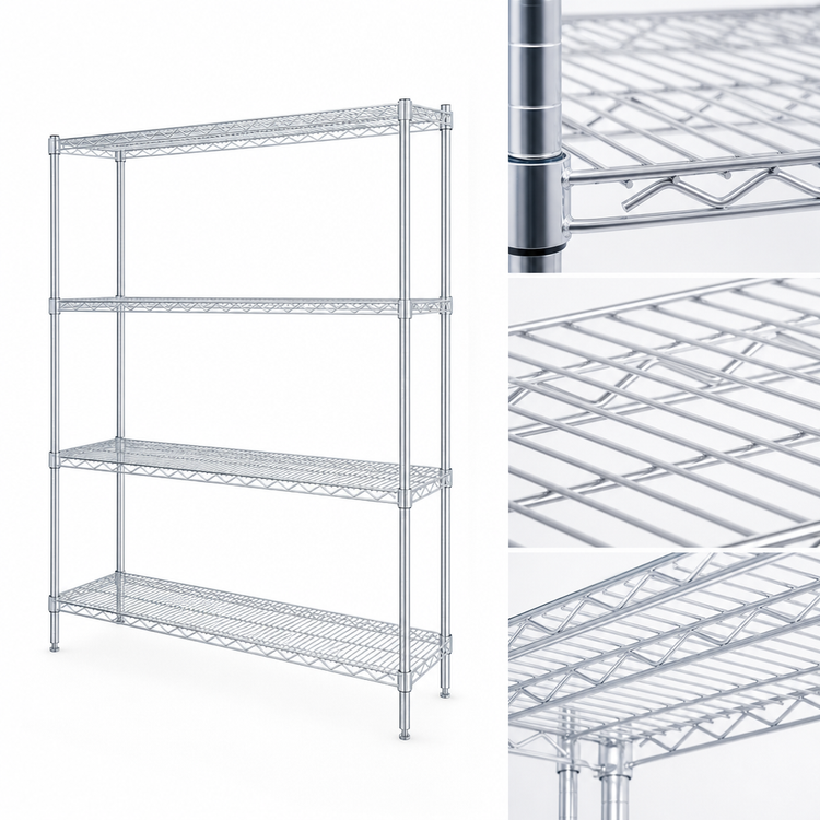 Product image #3 for EAGLEbrite 4-Tier Wire Starter Shelving Unit, 60 x 18 x 74 Inches, Stationary, Zinc Finish