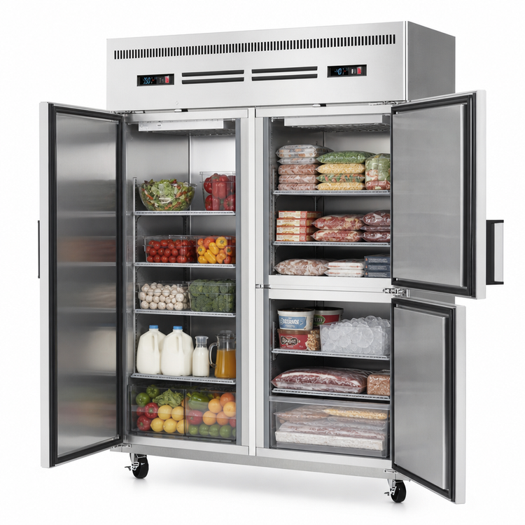 Product image #3 for Everest Refrigeration 2-Section Dual Temperature Reach-In Refrigerator/Freezer Combo, 59 Inch Wide, Top-Mount Self-Contained