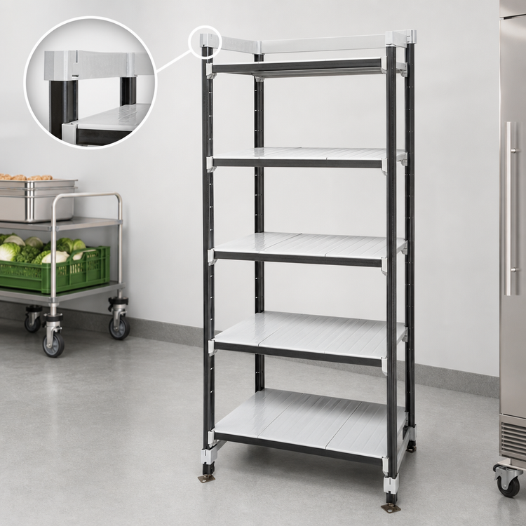 Product image #3 for Camshelving Elements XTRA High Density Top Rail Stationary Starter Unit, 24 x 48 x 81 Inches, 5-Tier