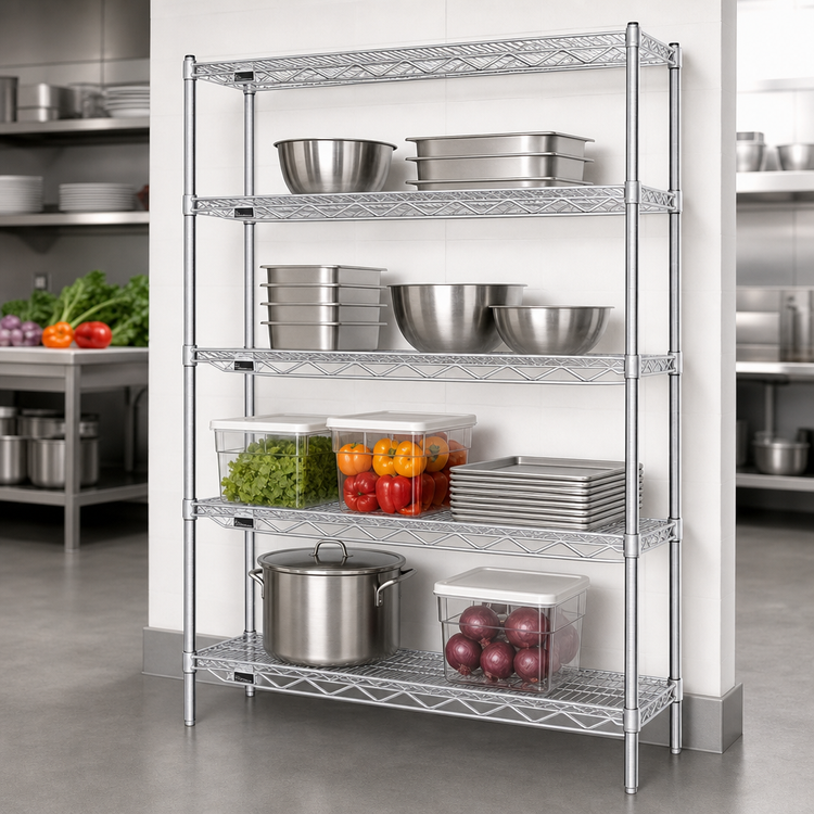 Product image #3 for Eagle Red-i-Pak 4-Tier Stationary Wire Shelving Unit, 48W x 18D x 63H, EAGLEgard Hybrid Epoxy Finish