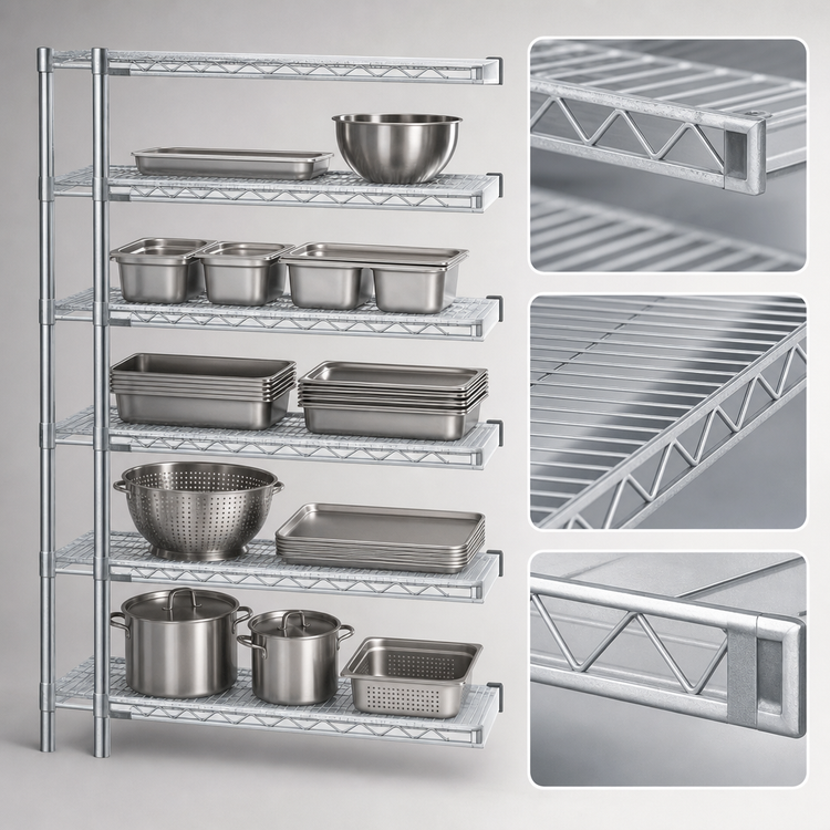 Product image #3 for EAGLEbrite 5-Tier Add-On Wire Shelving Unit, 24-Inch W x 18-Inch D x 74-Inch H, Zinc Finish