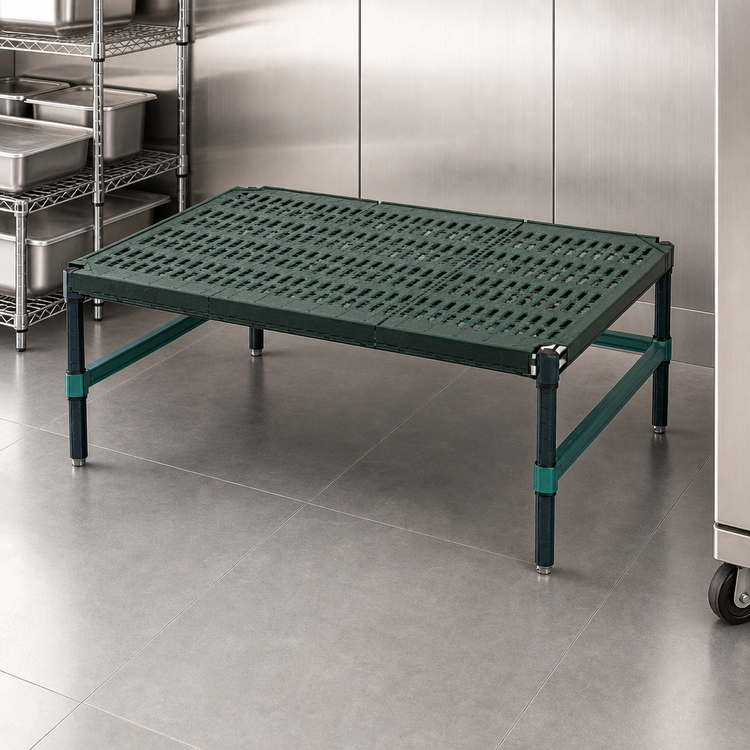 Product image #3 for QuadPlus Stationary Dunnage Rack with 3-Sided Frame and MICROGARD Mat, 30 x 18 x 14 Inches, 1000 lb. Capacity