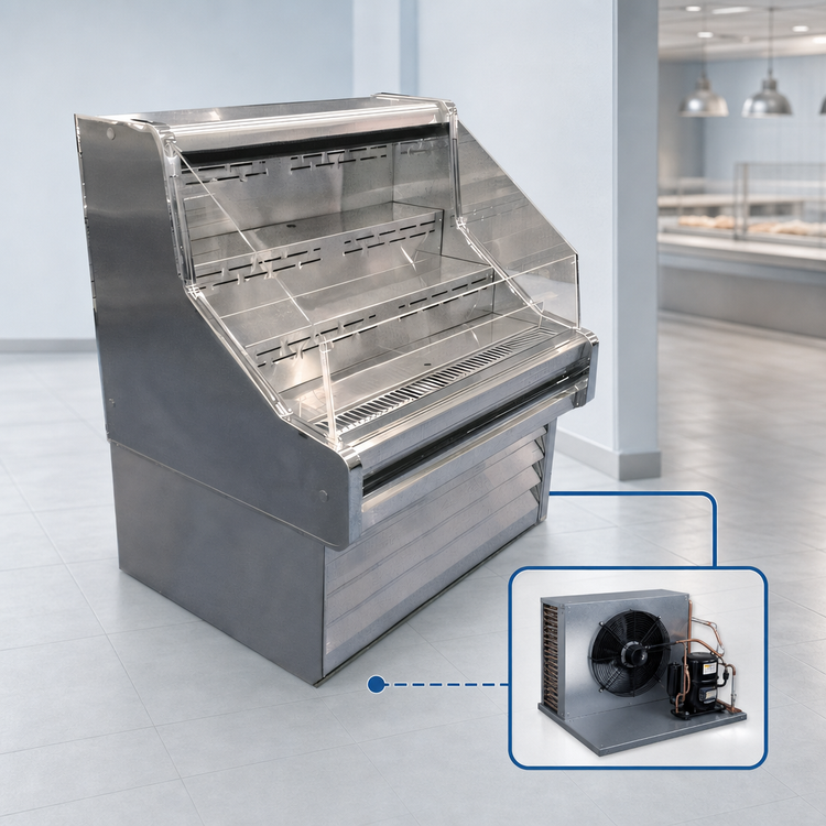 Product image #3 for Howard-McCray OS35E Series 63-Inch Low-Profile Remote Open-Air Merchandiser, Straight Sides, Stainless Steel, 44-Inch High