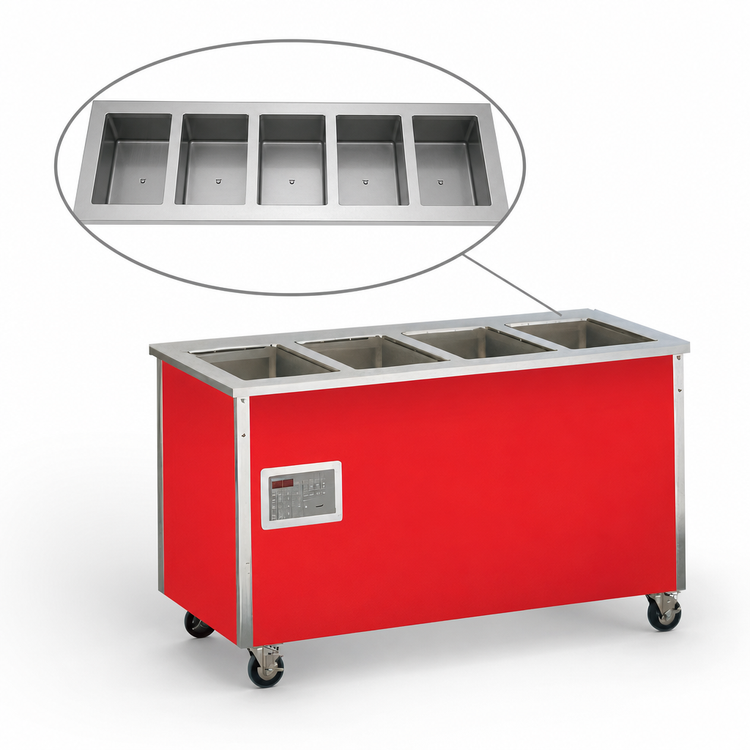 Product image #3 for Vollrath 4-Series Signature Server 5-Well Mobile Hot Food Serving Counter with Stainless Steel Top