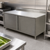 Thumbnail image #3 for BK Resources 72 x 24 Inch Enclosed Stainless Steel Work Table with Cabinet Base, Locking Hinged Doors, and 5-Inch Backsplash