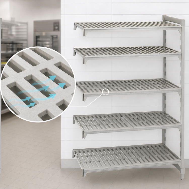 Product image #4 for Cambro Camshelving Premium 5-Shelf Vented Add-On Polymer Shelving Unit, 60 x 18 x 84 Inches, Speckled Gray
