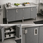 Thumbnail image #3 for John Boos EBHS4-2472 72-Inch x 24-Inch Stainless Steel Enclosed Work Table with Hinged-Door Cabinet Base, 14-Gauge 300 Series Top