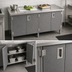 Thumbnail image #3 for John Boos 72-Inch x 24-Inch Stainless Steel Enclosed Work Table with Cabinet Base and Hinged Doors