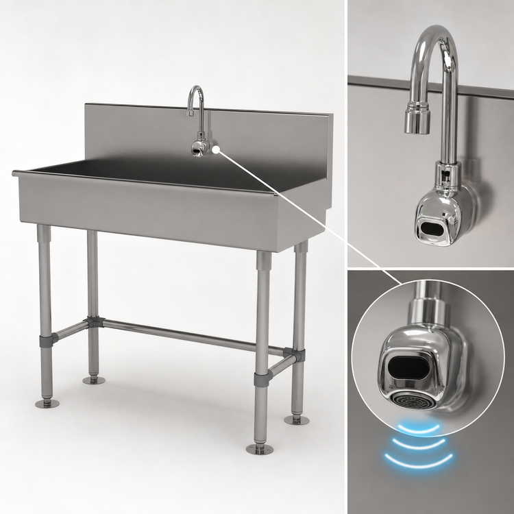 Product image #3 for Advance Tabco ADA Freestanding 40-Inch One-Station Stainless Steel Service Sink with Electronic Faucet