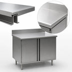 Thumbnail image #3 for Eagle Group Spec-Master CBH2436SE-BS 36"W x 24"D Stainless Steel Enclosed Worktable with Hinged Doors, 14-Gauge 304 Top and Backsplash
