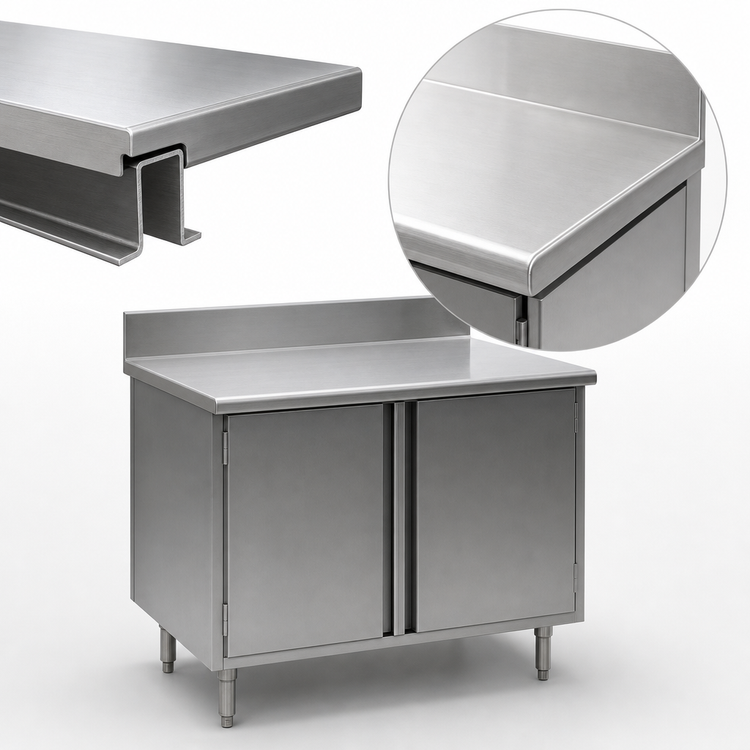 Product image #3 for Eagle Spec-Master 36 x 24 Inch Stainless Steel Enclosed Worktable with Hinged Doors and Backsplash