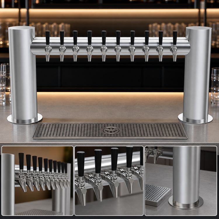 Product image #3 for Krowne Max-H Style 47-Inch Countertop Glycol-Cooled 10-Faucet Beer Tower