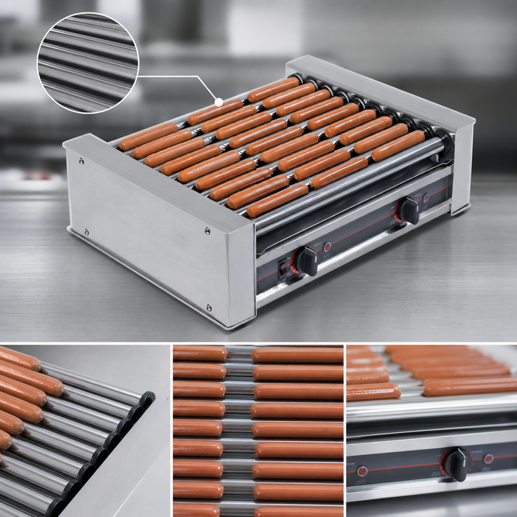 Product image #3 for Roll-A-Grill Commercial Hot Dog Roller Grill, 10 Chrome Rollers, 27 Capacity, 220V