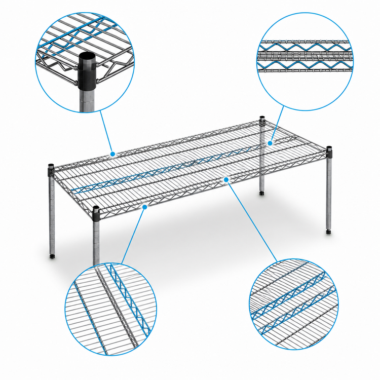 Product image #3 for Eagle Group Chrome Wire Dunnage Platform with Quad-Truss Design, 36 x 21 x 14 Inches, 600 lb Capacity