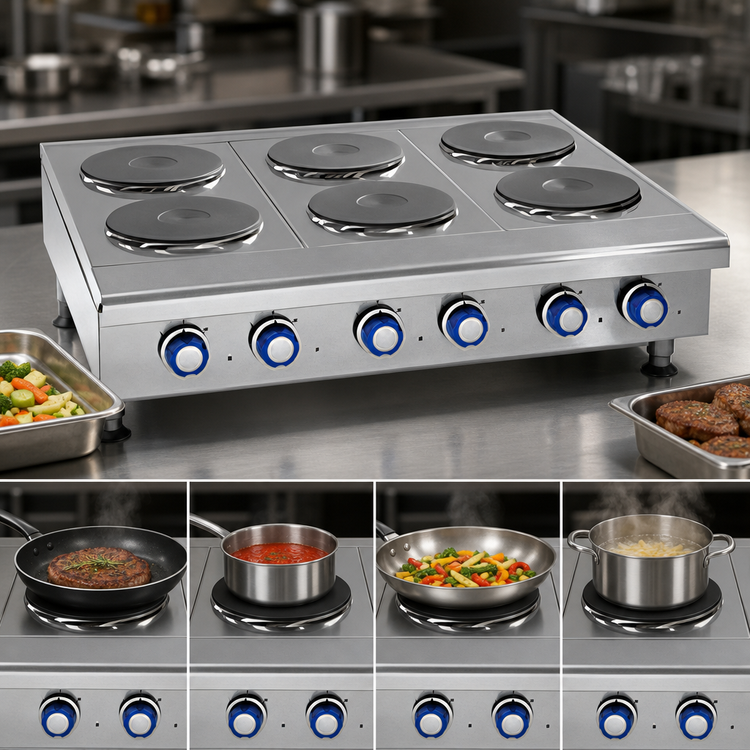 Product image #3 for Imperial 48-Inch Electric Countertop Hotplate with 4 Round Plate Elements and Solid Top