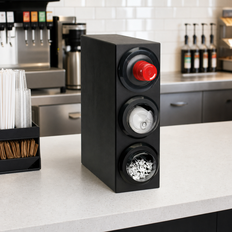 Product image #3 for Dispense-Rite Countertop Cup, Lid & Straw Dispensing Cabinet, 3-Dispenser, 8 to 44 oz.