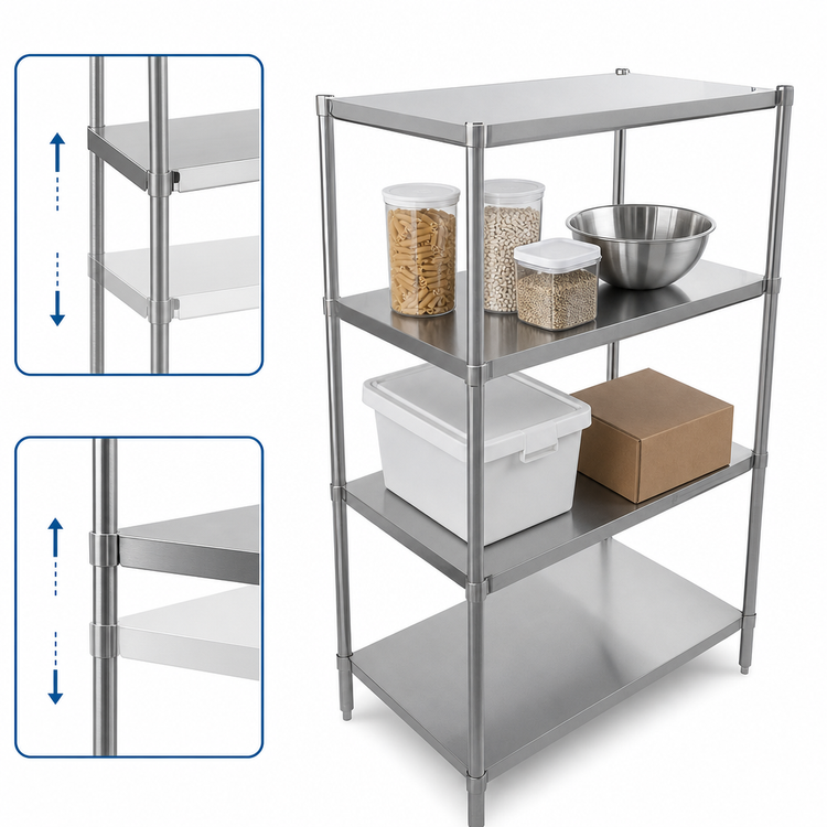 Product image #3 for John Boos 30-Inch x 24-Inch x 36-Inch Stainless Steel Dry Storage Shelving Unit with 2 Adjustable Shelves