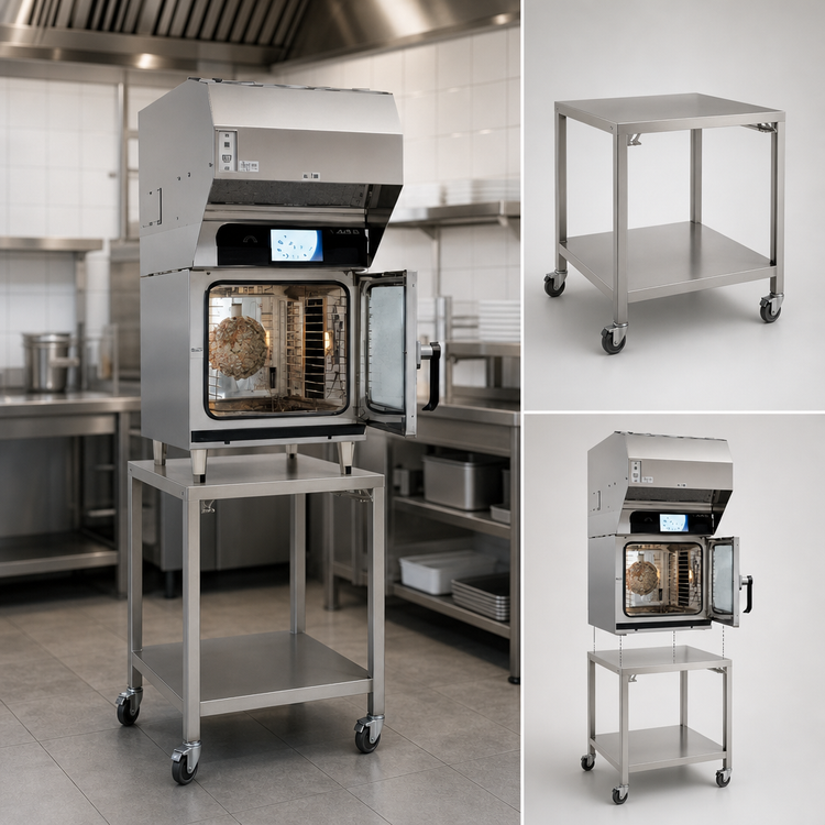 Product image #3 for Convotherm 6.10 MINI Stainless Steel Open Base Equipment Stand with Casters