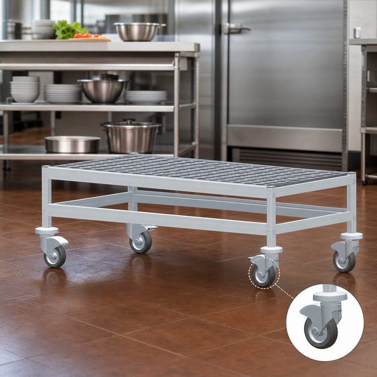 Product image #3 for Fermostock Mobile Aluminum Dunnage Rack with 5-Inch Casters, 26 x 22 x 17 Inches, 800 lb. Capacity