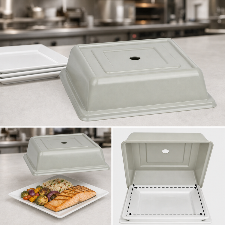 Product image #4 for Cambro Versa Camcover 10 x 10 Inch Square Fiberglass Plate Cover, Antique Parchment