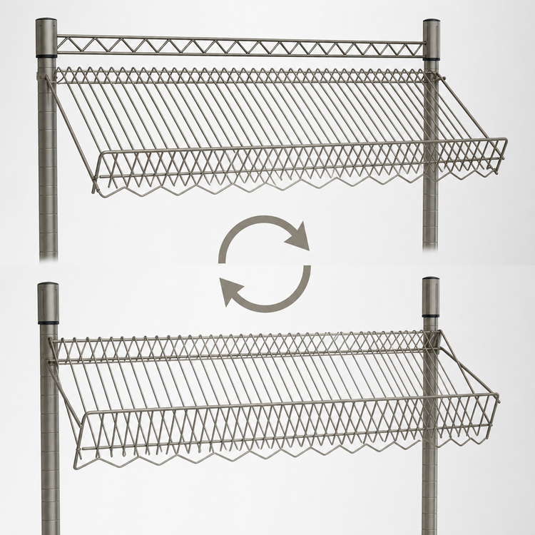 Product image #3 for Eagle Valu-Master 60-Inch x 18-Inch Reversible Angled Wire Shelf with Hanger Rails, Pewter Gray Epoxy