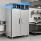 Thumbnail image #3 for Atosa 43.2 Cu. Ft. Two-Section Top-Mount Self-Contained Reach-In Refrigerator with Solid Locking Hinged Doors