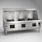 Thumbnail image #3 for Town Equipment York Y-3-STD Gas Wok Range, 3 Chambers, Water-Cooled Top, Chinese Swing Faucets