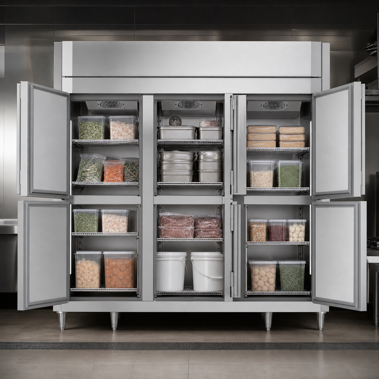 Product image #3 for Victory UltraSpec Extra-Wide Three-Section Reach-In Freezer with Solid Half Doors, Standard Depth