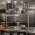 Thumbnail image #3 for John Boos Boat-Shaped Table-Mounted Stainless Steel Pot Rack, 55-1/4 Inch Wide, 15 Double Hooks
