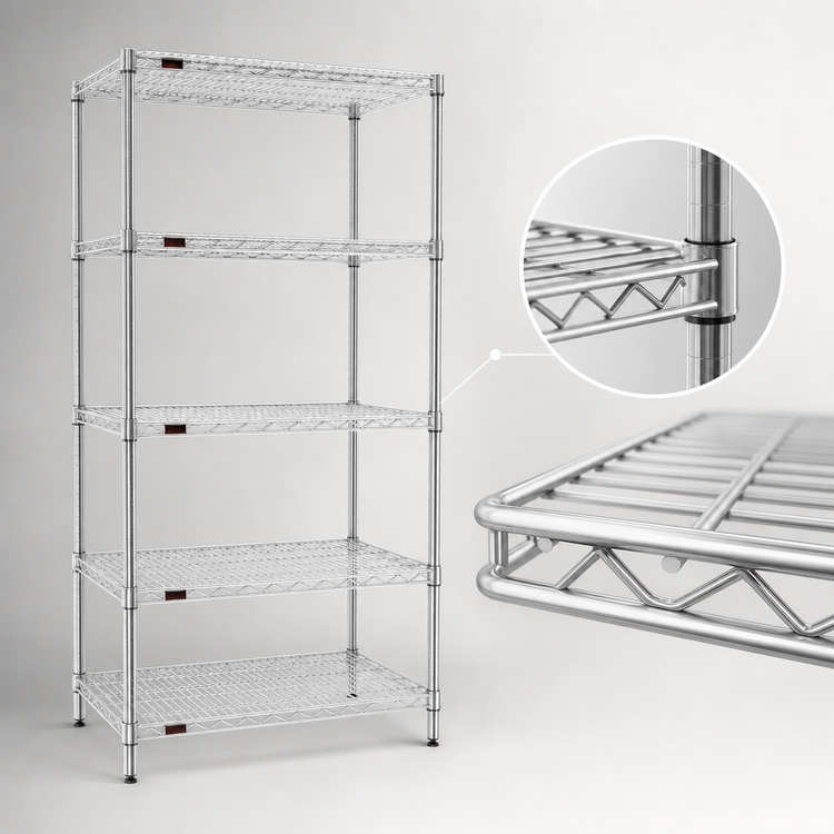 Product image #3 for Eagle Group 5-Tier Wire Shelving Starter Unit, 60 x 24 x 74 Inches, Chrome-Plated