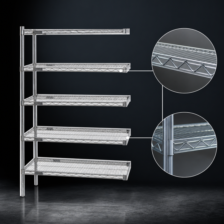 Product image #3 for EAGLEbrite 5-Tier Add-On Wire Shelving Unit, 36W x 18D x 74H, Zinc Finish