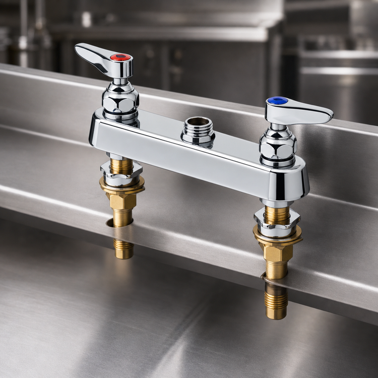 Product image #3 for T&S Brass B-1120-XS-LN Low-Lead Deck-Mount Workboard Faucet, 8-Inch Centers, Less Nozzle