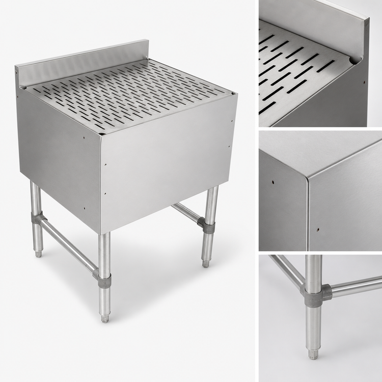 Product image #3 for John Boos Slim-Line Freestanding Underbar Drainboard with 3-Inch Backsplash, 12 x 18 x 32-1/2 Inches, Stainless Steel