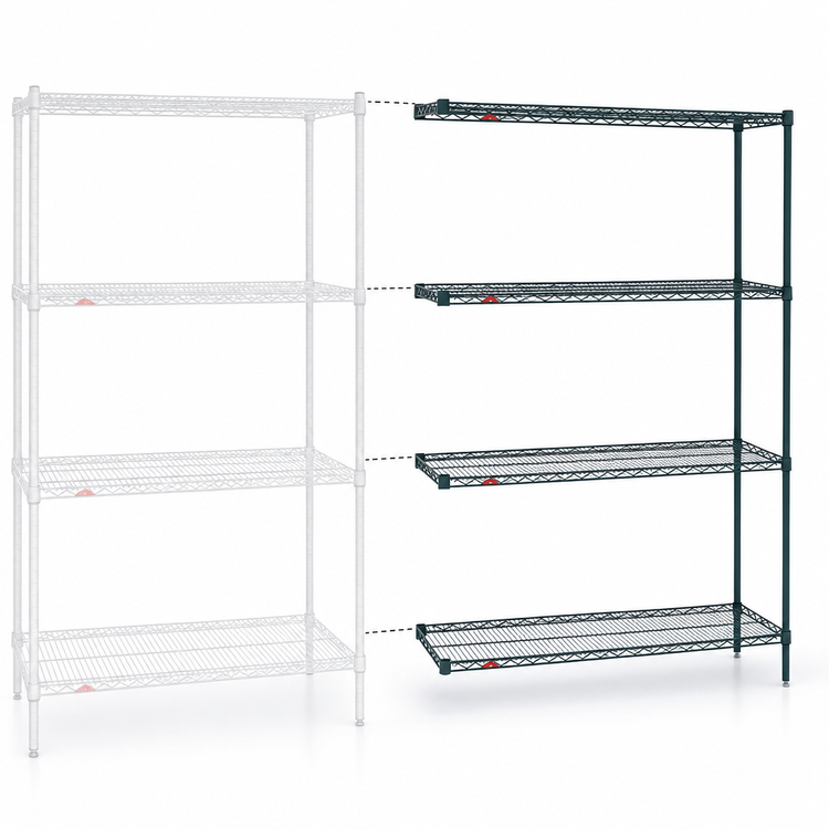 Product image #3 for Metro Super Erecta Metroseal 3 Add-On Wire Shelving Unit, 24"W x 24"D x 63"H, 4 Shelves