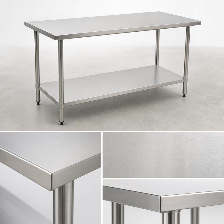 Product image #3 for Eagle BlendPort® Deluxe Series 48"W x 24"D Stainless Steel Flat Top Work Table with Adjustable Undershelf