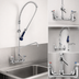 Thumbnail image #3 for T&S Brass EasyInstall Wall-Mount Pre-Rinse Unit with Add-On Faucet, 14-Inch Swing Nozzle, and 1.07 GPM Spray Valve