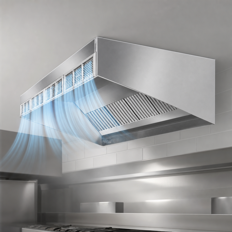 Product image #3 for SpecAir HESFA96-78 78-Inch Short Front Wall Type Front Discharge Make-Up Air Exhaust Hood