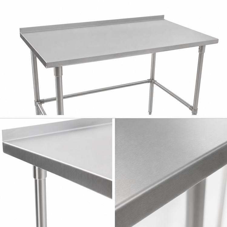 Product image #3 for John Boos Stallion 60-Inch x 24-Inch Stainless Steel Work Table with 1-1/2-Inch Rear Up-Turn and Safety Edge