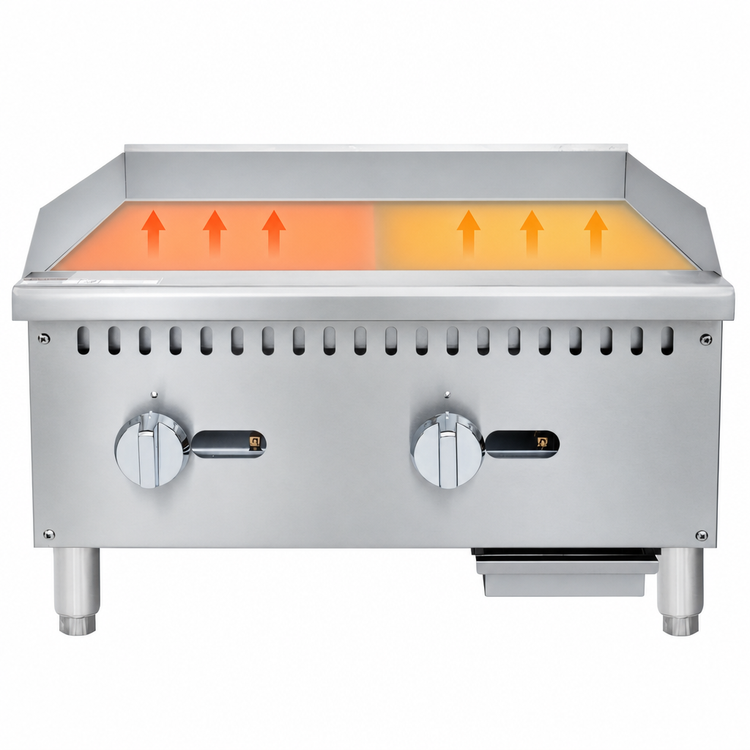 Product image #3 for Koolmore 24-Inch Countertop Natural Gas Commercial Griddle, 2-Burner, 60,000 BTU, Stainless Steel