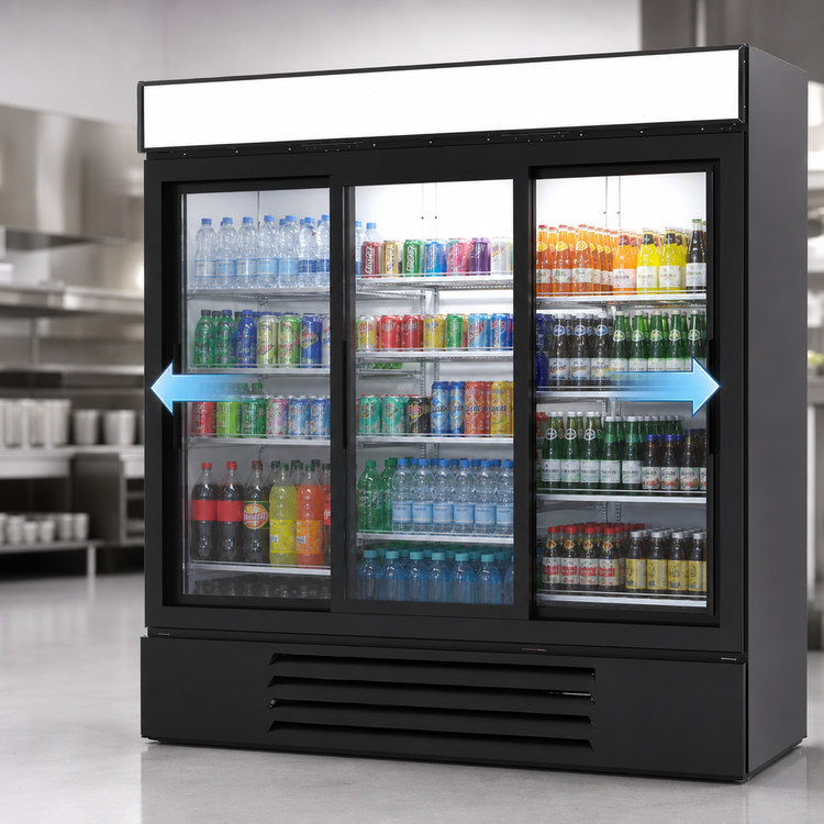 Product image #3 for Beverage-Air MarketMax 3-Section Reach-In Glass Door Refrigerated Merchandiser, 70.19 Cu. Ft., Bottom-Mounted