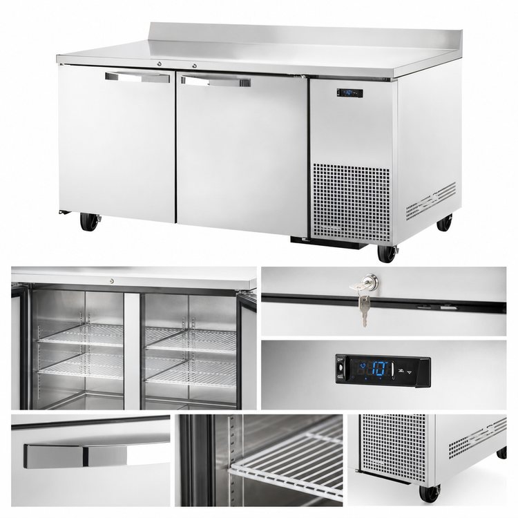 Product image #3 for True SPEC Series 67.25-Inch 2-Section Deep Work Top Freezer with Stainless Steel Doors and Rear Splash