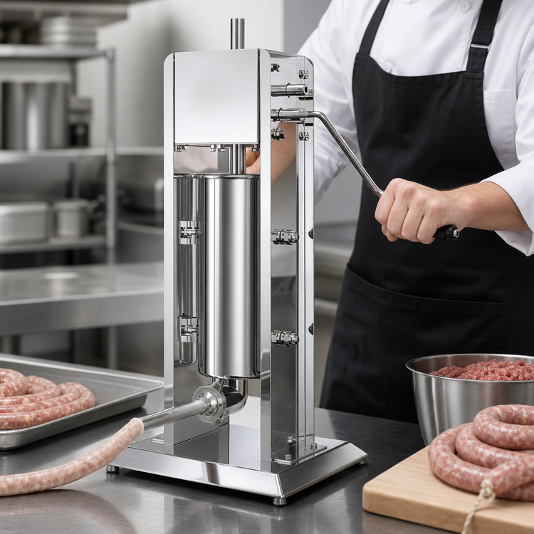 Product image #3 for Omcan USA 11 lb Manual Vertical Stainless Steel Sausage Stuffer with Gear Drive