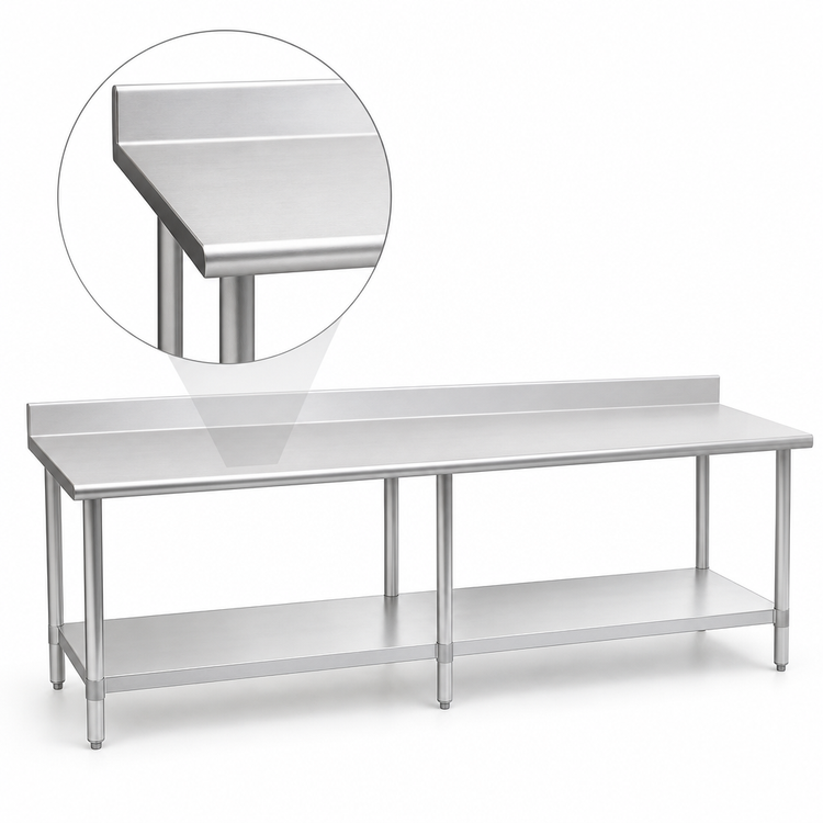 Product image #3 for Eagle Budget Series Stainless Steel Work Table with Backsplash and Undershelf, 108-Inch x 24-Inch