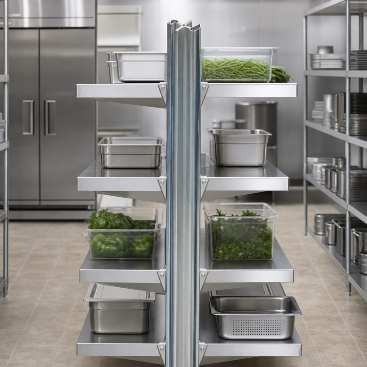 Product image #3 for NSF Stainless Steel 84-Inch Back-To-Back Upright for Floor-To-Ceiling Cantilever Shelving
