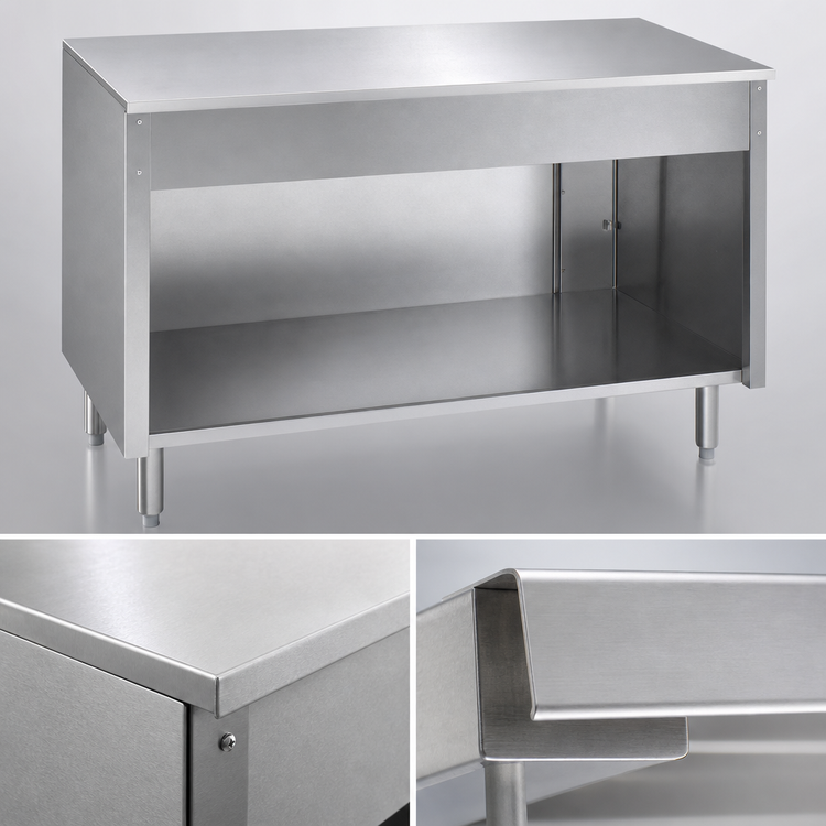 Product image #3 for Spec-Master 63-1/2 Inch Stainless Steel Solid Top Utility Station with Open Front Base